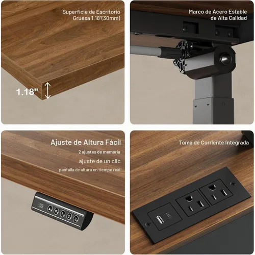 Vista 3 de ModernMate Escritorio Ejecutivo de Pie de 71" con Panel de Privacidad, Escritorio Grande de Una Pieza con Altura Ajustable Eléctrica para Estar
