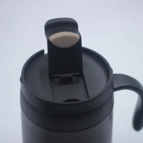 Vista 5 de Cafetera portátil de 16 onzas con filtro plegable y agitador, taza de viaje aislada de acero inoxidable con tapa, no necesita filtro de papel, sin