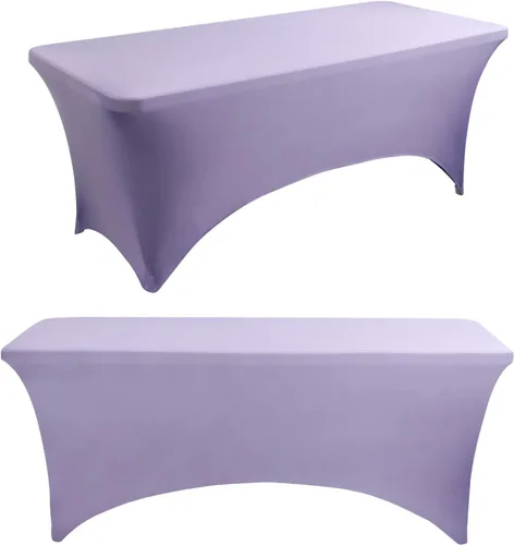 Vista 17 de Paquete de 2 manteles rectangulares elásticos de 6 pies para cocina, comedor, elástico, resistente a las arrugas, de elastano, lavable, para Rosa