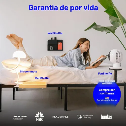 Vista 6 de BedShelfie - Estante de cabecera para dormitorio con litera y litera superior, elementos esenciales para dormitorio universitario, cadí de cabecera