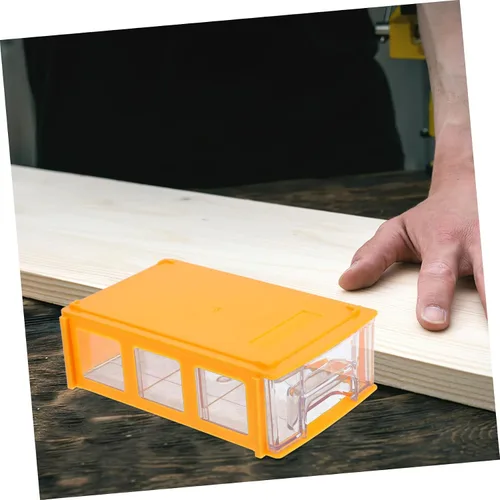 Vista 7 de Caja organizadora de cajones de escritorio modular apilable con múltiples contenedores de almacenamiento de plástico amarillo compacto