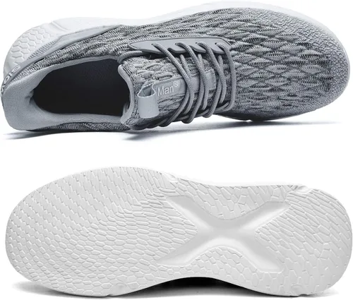 Vista 4 de Slow Man Zapatos de correr para hombre, zapatos de caminar para hombre, de malla de punto, transpirables, zapatos deportivos sin cordones, cómodos