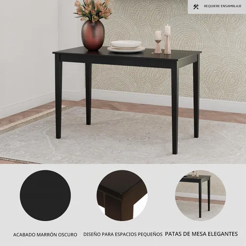 Vista 4 de Signature Design by Ashley Kimonte - Mesa rectangular de comedor, color negro