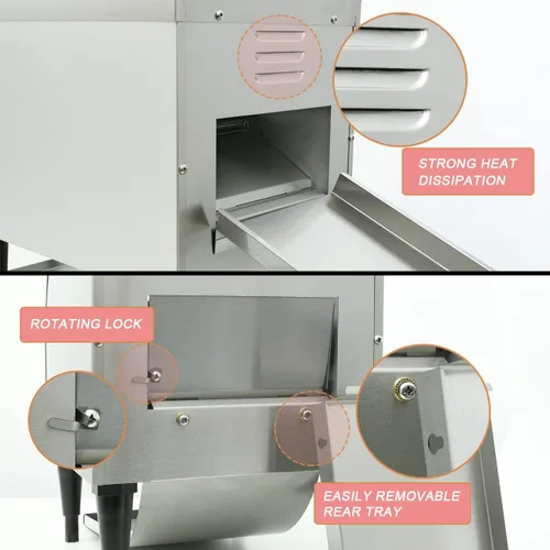 Vista 5 de Transportador de tostadora comercial de 150 rebanadas/hora, tostadora de acero inoxidable para pan de panecillo resistente con control de 7