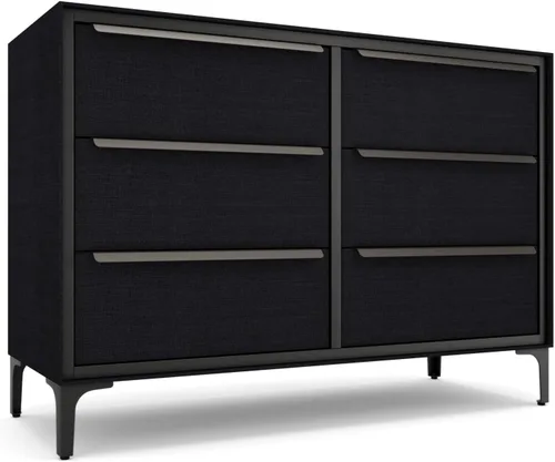 Vista 19 de Naima - Cómoda de tela premium - Marco de metal resistente, 5 cajones espaciosos a prueba de hundimiento con elegantes asas de metal - Solución
