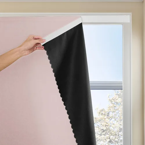 Vista 22 de JILRON Cortina adhesiva 100% opaca, sin taladro, fácil de instalar para persianas de dormitorio, bloqueo de luz