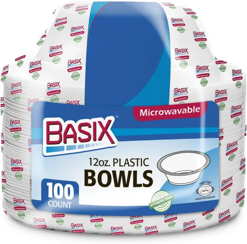 Vista 11 de Basix [100 unidades] Cuencos desechables de plástico blanco de 5 onzas para postre, aptos para microondas, ideales para la escuela, comida