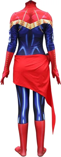 Vista 3 de Texmex - Traje de mujer capitán para Halloween Zentai disfraz de cosplay para adultosniñas estilo 3D adultos - XXXL rojo y azul