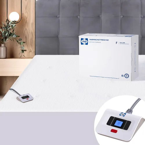Vista 14 de Sealy Protector de colchón térmico tamaño matrimonial de 54 x 75 pulgadas Funda de colchón eléctrica acolchada impermeable de lujo con controlador