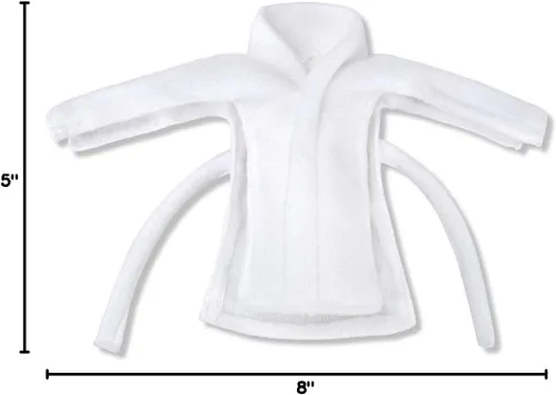 Vista 6 de E-TING Ropa de Santa Blanca Albornoz Accesorios de Navidad para muñeca elfo Bata de baño de Papá Noel blanco suave, accesorios de decoración