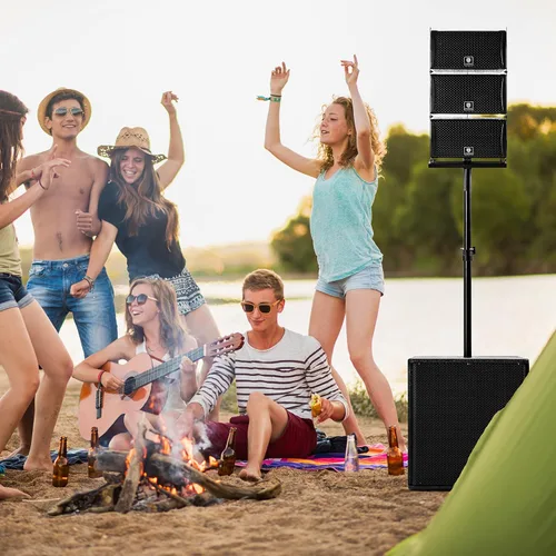 Vista 7 de PRORECK Club 8000 juego de sistema de audio de 18 pulgadas y 8000W P.M.P.O estéreo para DJ/altavoces PA alimentados, conjunto de 6 altavoces