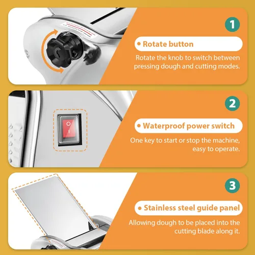 Vista 5 de Newhai Máquina eléctrica para hacer pasta, máquina para fabricar fideos familiares, rodillo de masa de 0.098 in, espagueti, 0.157 in de ancho, 0.354