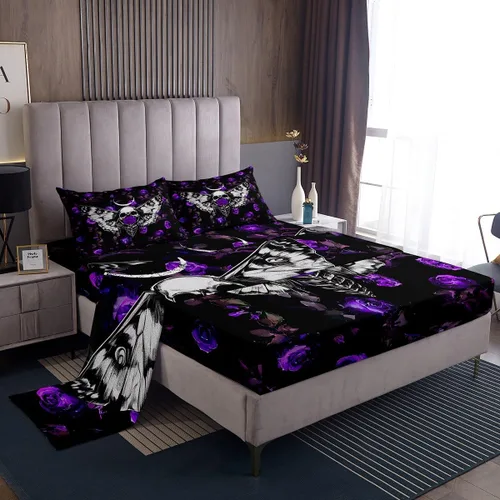 Vista 44 de Erosebridal Sábanas de cama de guepardo con rosa roja, juego de sábanas de bolsillo profundo con estampado de leopardo y gato, sábana bajera