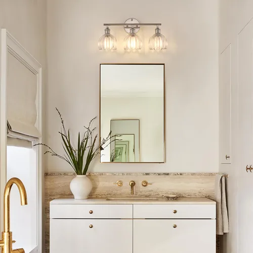 Vista 24 de Shenmoyl Lámparas de baño, lámpara de pared de 2 luces para tocador sobre espejo con pantalla de vidrio tulipán blanco para dormitorio, sala