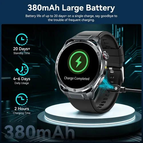 Vista 8 de Military Smart Watches for Men with LED Flashlight, Tactical Rugged Smart Watch with 1.45" HD, 3ATM Waterproof & Compass, Sports Fitness Tracker