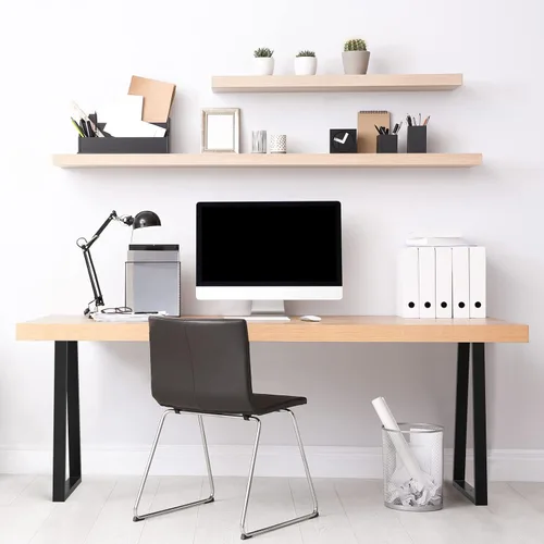 Vista 8 de Patas de mesa de metal de 28 pulgadas, patas de escritorio trapezoidales