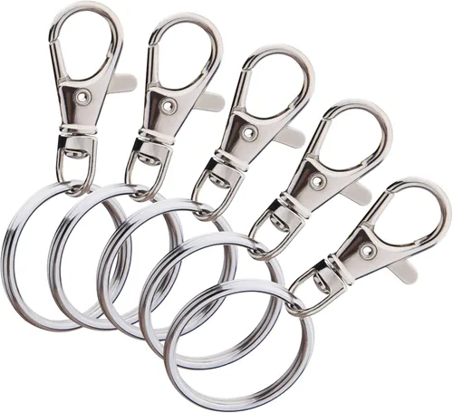 Vista 2 de Hapeper Ganchos giratorios de metal con llaveros divididos para cordones y joyas (60 piezas)