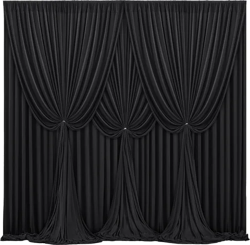 Vista 54 de Cortinas de fondo azul bebé de 8 x 10 pies para bodas, cortinas de fondo de poliéster sin arrugas, para baby shower, fiestas de cumpleaños