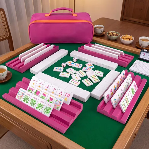 Vista 4 de Juego de mahjong de viaje, 160 mini azulejos de mahjong