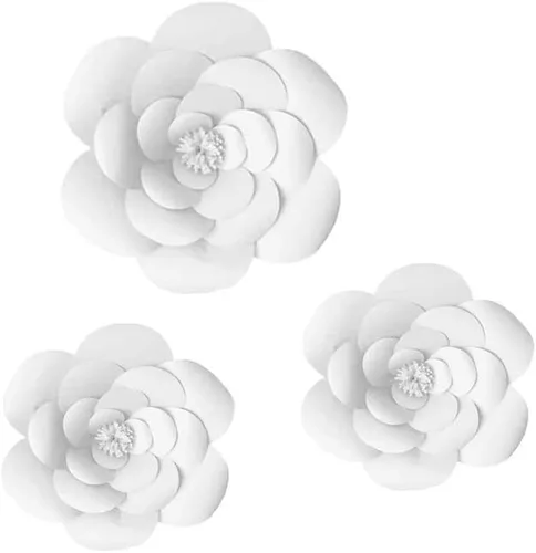 Vista 8 de N/C 3 piezas de flores de papel para fiesta, flores de papel para fondo de boda, decoración DIY hecha a mano para fondo de boda, decoración de pared
