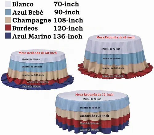 Vista 3 de Tableclothsfactory Manteles Redondos Patrón Roseta/Rosa 120" - Azul Claro