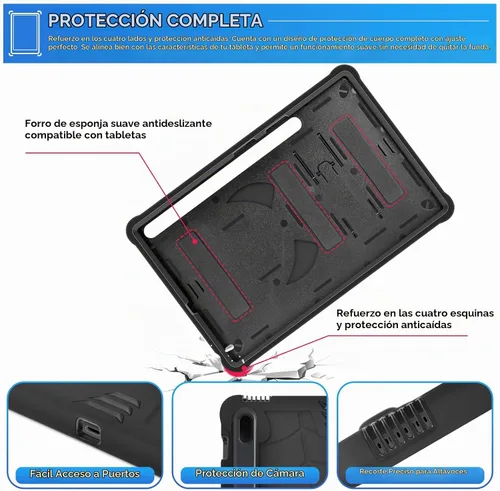 Vista 4 de DETUOSI Funda para tablet Samsung Galaxy Tab S7 FE 5G, S8 Plus, S7 Plus, 12.4 pulgadas, funda protectora resistente para niños con soporte plegable