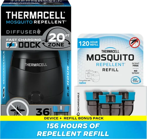 Vista 10 de Thermacell E55 E-Series - Repelente recargable contra mosquitos, paquete de 2 + paquete de recarga de 120 horas, zona de protección contra mosquitos