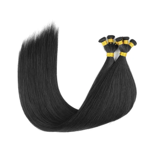 Vista 8 de ABH AMAZINGBEAUTY HAIR Extensiones de cabello humano Remy real para coser, atadas a mano, color negro azabache de 18 pulgadas, para mujer, 1.76 onzas