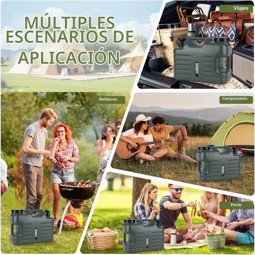 Vista 8 de Jarra de agua para acampar de 5 galones con bomba automática plegable, contenedor de agua para campamento a prueba de fugas sin BPA con espiga