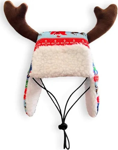 Vista 12 de Huxley & Kent Sombrero para mascotas Cornamenta roja Fairisle (pequeña) Accesorio festivo de Navidad para perros/gatos Sombrero de vacaciones