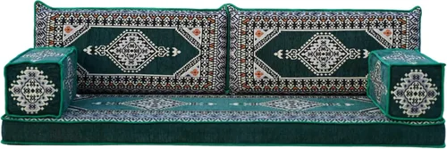 Vista 25 de arabicsofa Verde Juego de Asientos de Suelo Orientales Hechos a Mano – Sofá de Suelo Tradicional con Respaldo