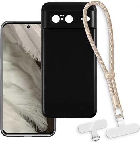 Vista 10 de Estuche y correa de muñeca para Pixel 8 - transparente+negro Funda protectora 2 en 1 para teléfono de 6.2 pulgadas con cordón desmontable y Funda