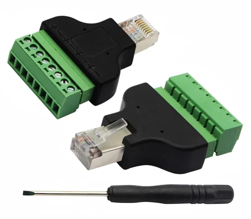 Vista 8 de CGTime - Conector macho RJ45 a 8P 8C hembra tipo tornillo terminales Ethernet red Plug Cable para AV CCTV UTP DVR Cat5 Cat5e Cat6 Cat7 en línea