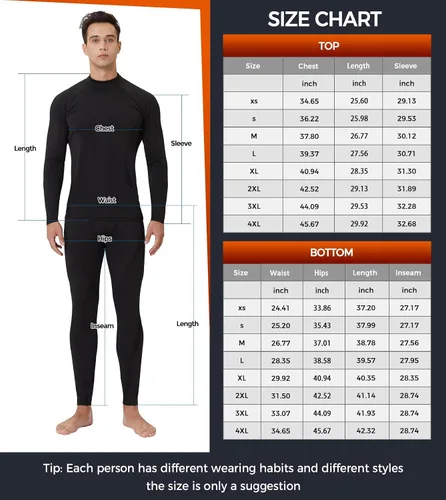 Vista 6 de CL convallaria Thermal Underwear for Men Long Johns Fleece Lined Hunting Gear Set Base Layer for Cold Weather XS-4XL