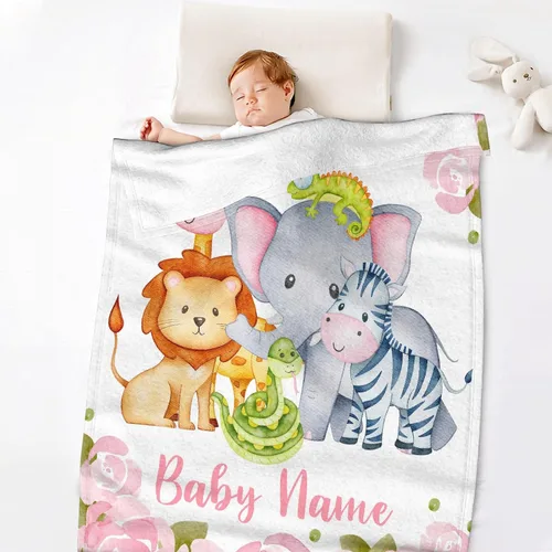 Vista 6 de Manta de bebé personalizada para niñas y niños, manta de bebé personalizada con nombre para niños pequeños, niños, ducha, recién nacidos, guardería
