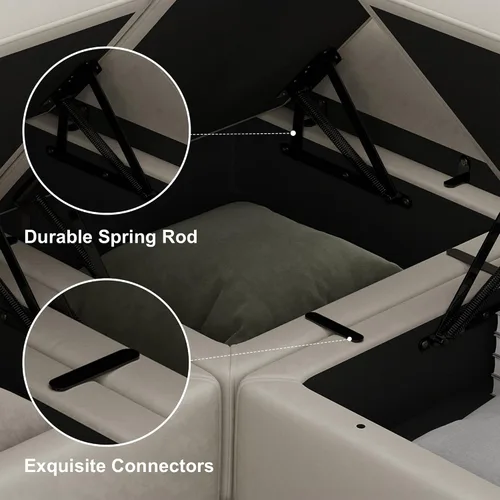 Vista 7 de Belffin Sofá modular grande con asiento de almacenamiento, sofá en forma de U de gran tamaño con tumbona reversible, juego de sofá modular con Gris