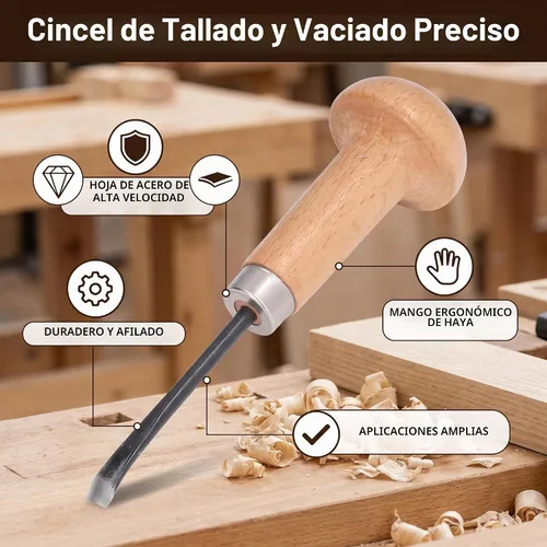 Vista 4 de Juego de cincel y gubia para tallar madera, herramientas manuales compactas para carpintería, escultura y proyectos de manualidades de bricolaje