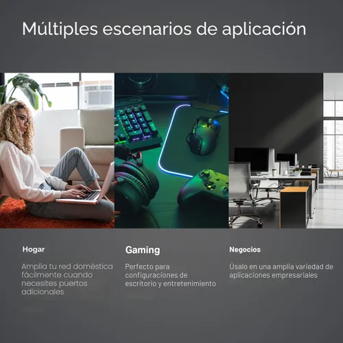 Vista 3 de TP-Link TL-SG105, conmutador Ethernet Gigabit no administrado de 5 puertos, concentrador de red, divisor Ethernet, Plug & Play, diseño de metal sin