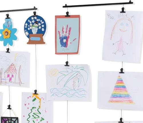 Vista 3 de You Have Space WAJER - Kit para colgar cuadros con 24 clips magnéticos para fotos, polaroides, manualidades y obras de arte para niños, color negro