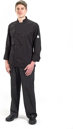 Vista 9 de Chamarra de cocina unisex Mercer Culinary con botones tradicionales, M, Negro, 1