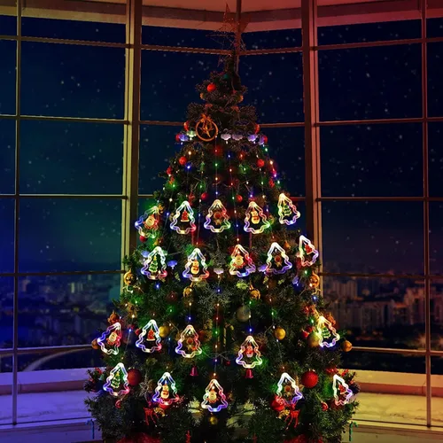 Vista 4 de Luces de Navidad – 120 LED, 9.84 pies de largo, burbujas intermitentes y luces redondas, interiores y exteriores (blanco cálido)