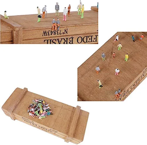 Vista 2 de Figuras de resina de 100 piezas de escala HO, juego de personas de modelo pintado mixto, personas coloridas sentadas y de pie para tren, parque