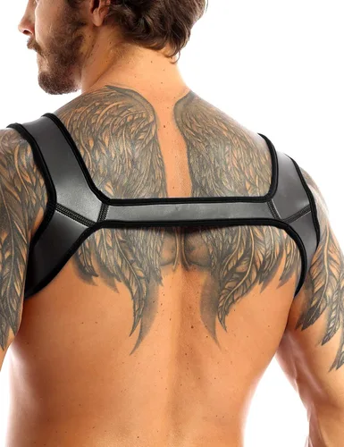 Vista 3 de dPois Arnés de pecho de doble hombro para hombre, cinturón protector de músculos, disfraz de fiesta