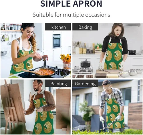 Vista 5 de Funny Pangolin Kitchen Apron with Adjustable Neck Strap Waterproof for Cooking Baking Drawing