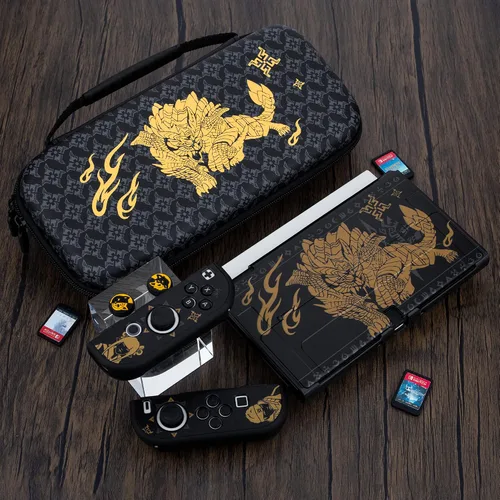 Vista 6 de GLDRAM Funda de transporte para Nintendo Switch OLED, funda negra para interruptor Monster Hunter Rise con funda de viaje, cubierta de policarbonato