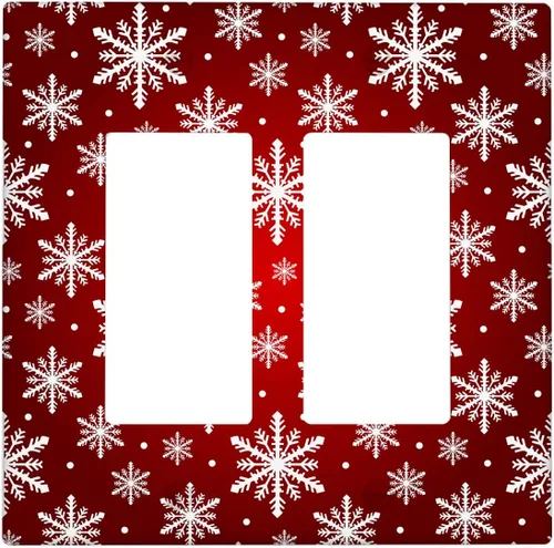Vista 57 de Cubierta de interruptor de luz dúplex de 1 banda, cubierta decorativa de Navidad con copos de nieve rojos, placa frontal decorativa para cocina