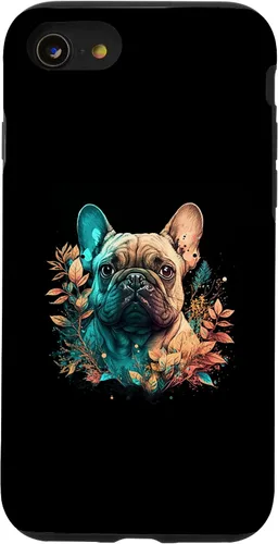 Vista 13 de iPhone 15 Bulldog francés Lindo perro hermoso flores niña Frenchie caso