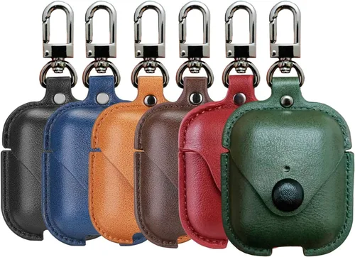 Vista 7 de MODOS LOGICOS Funda de carga de cuero para AirPods 1/2, cierre rápido seguro compatible con Apple AirPods 1/2 Generación - Negro