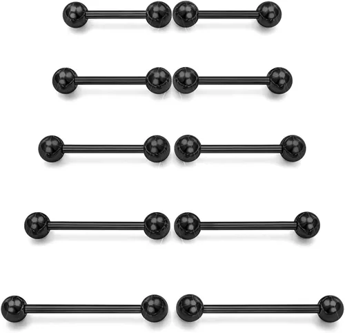 Vista 13 de Prjndjw 14G Acero quirúrgico rectas barras de pesas - Anillos para lengua y pezón para mujeres y hombres - Longitud 12MM, 14MM, 16MM, 18MM, 22mm