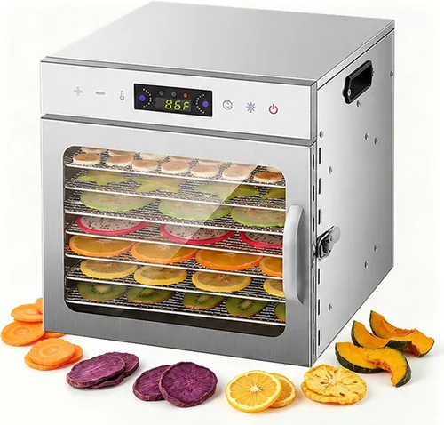 Vista 8 de Food Dehydrator Machine 6-18 Stainless Steel Trays Meat Dehydrator 10Trays